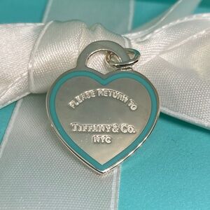 TIFFANY & CO Blue outline Enamel RTT  medium charm w/ box